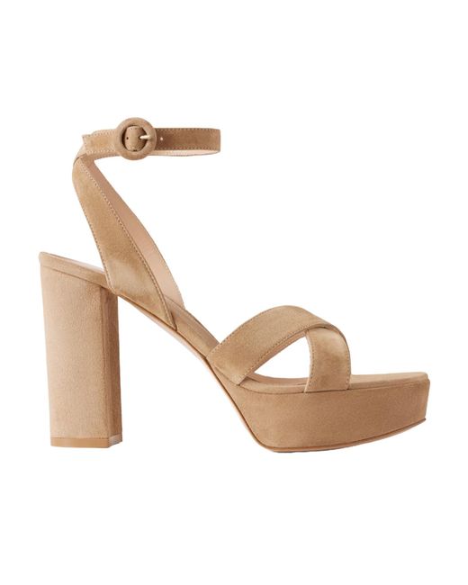 Gianvito Rossi Metallic Sabrina Suede Sandals