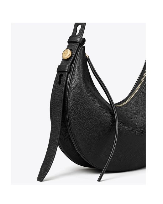 Tory Burch Black Romy Half Moon Zipped Shoulder Bag