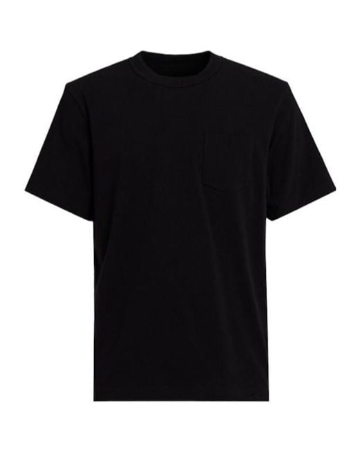 Sacai Black Side Zip Cotton T-Shirt for men