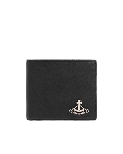 Vivienne Westwood Black Orb Plaque Bifold Wallet for men