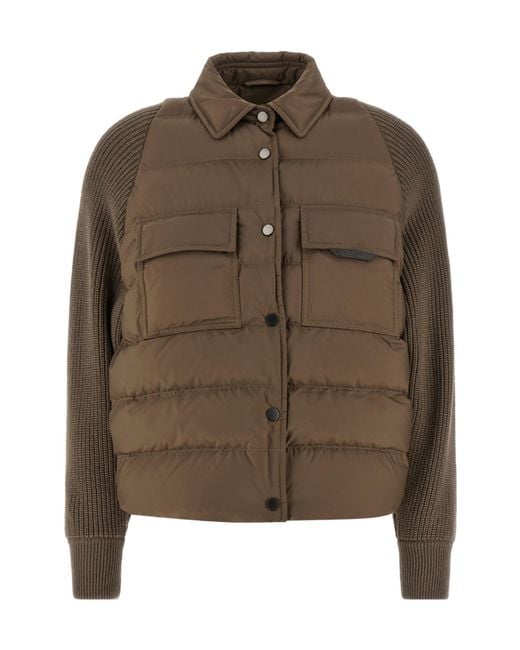 Brunello Cucinelli Brown Long-Sleeved Quilted Jacket