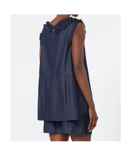 Max Mara Blue Sleeveless Cotton Denim Top