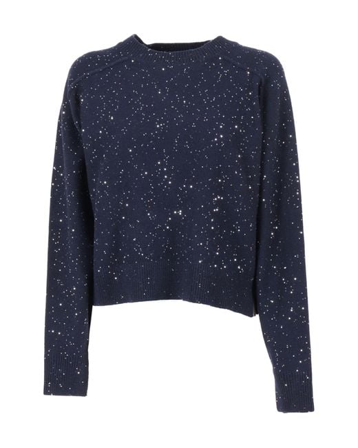 Antonelli Blue Sequined Long-Sleeved Sweater