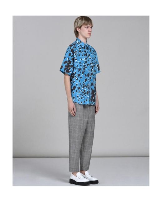 Marni Blue Spot-Printed Button-Up Shirt for men