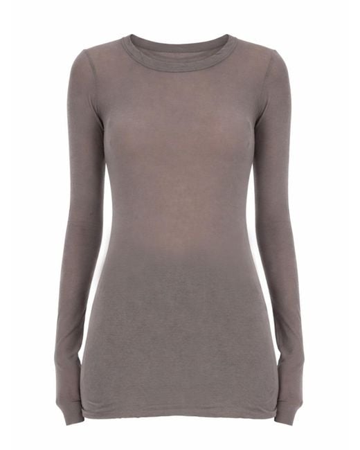 Rick Owens Brown Solid Round Neck T-Shirt
