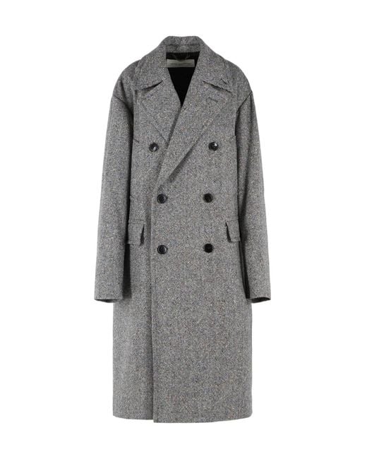 Dries Van Noten Gray Oversized Tweed Coat for men