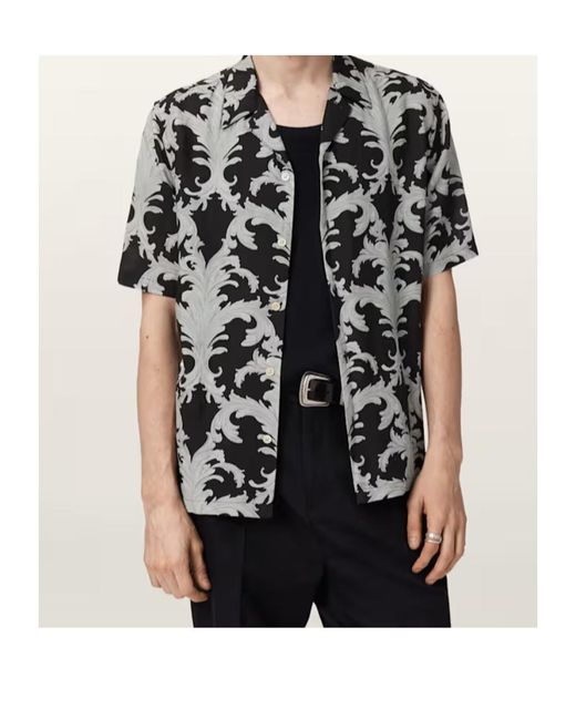 AllSaints Black Motif Short Sleeve Shirt for men