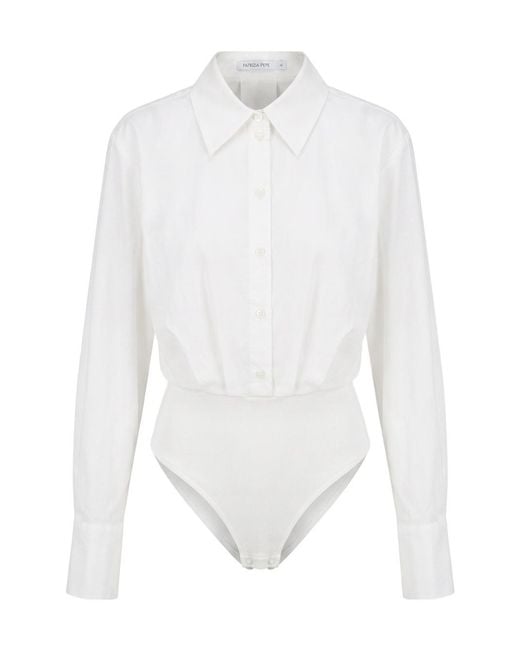 Patrizia Pepe White Poplin Bodysuit Shirt