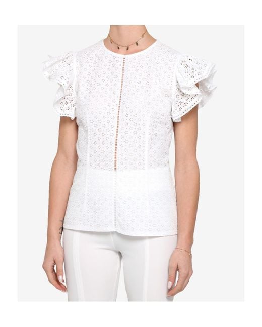 Philosophy Di Lorenzo Serafini White Broderie-Anglaise Cropped Blouse