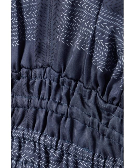 Lemlem Blue Smocked Printed Cropped Top
