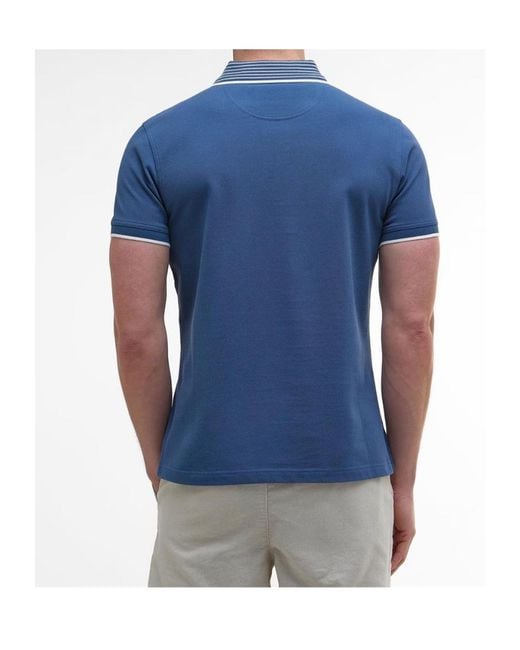 Barbour Blue Short-Sleeved Polo Shirt for men