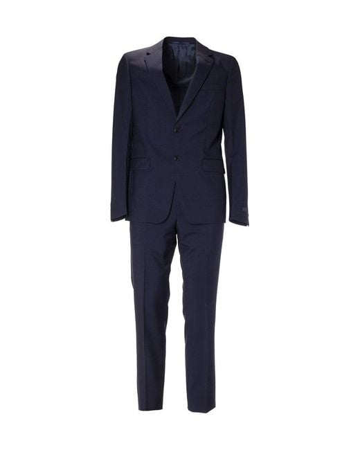 Prada Blue Single-Breasted Tailored Two-Piece Suit for men
