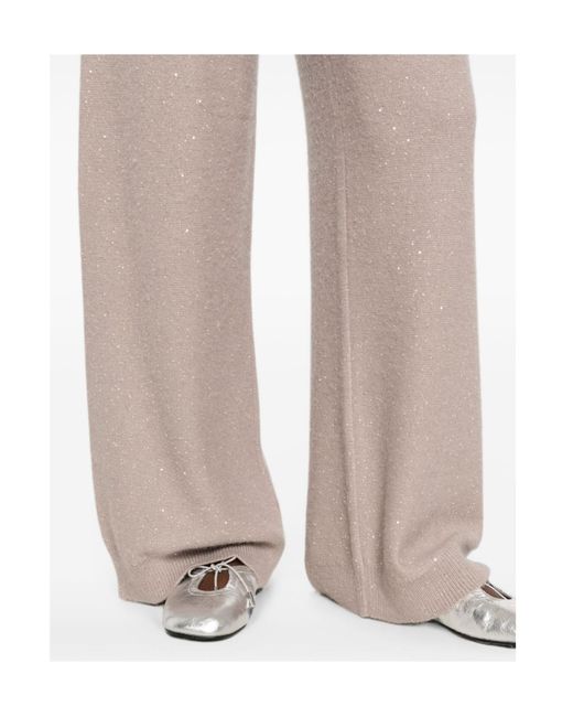 Fabiana Filippi Gray Sequin-Embellished Knitted Trousers