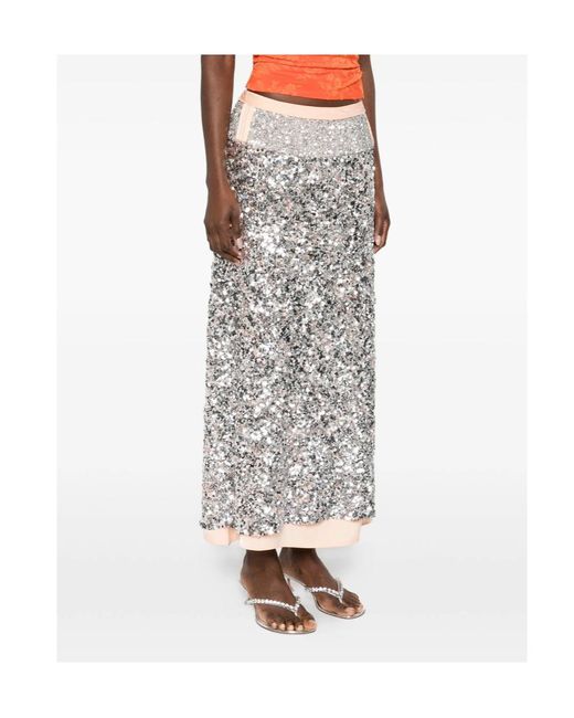 Rabanne Gray Rabanne Sequin Embellished Maxi Skirt