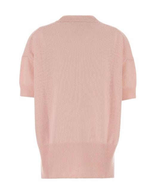 Jil Sander Pink Short-Sleeved Knitted Top