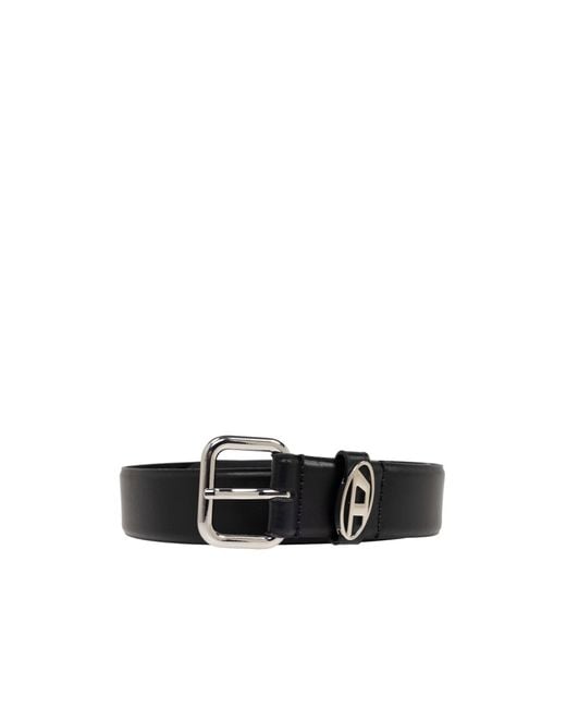 DIESEL White B-1Dr Logo-Plaque Belt for men
