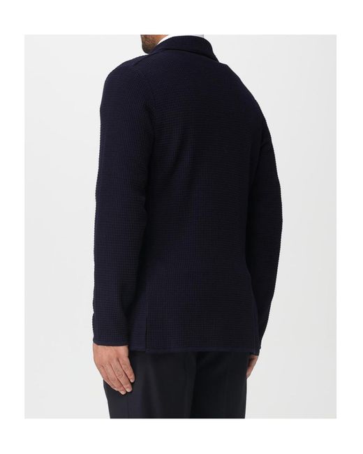 Lardini Blue Double-Breasted Logo Detailed Jacket for men