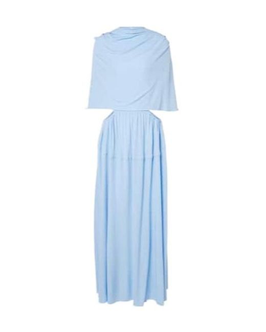 Proenza Schouler Blue Frankie Caped Jersey Maxi Dress