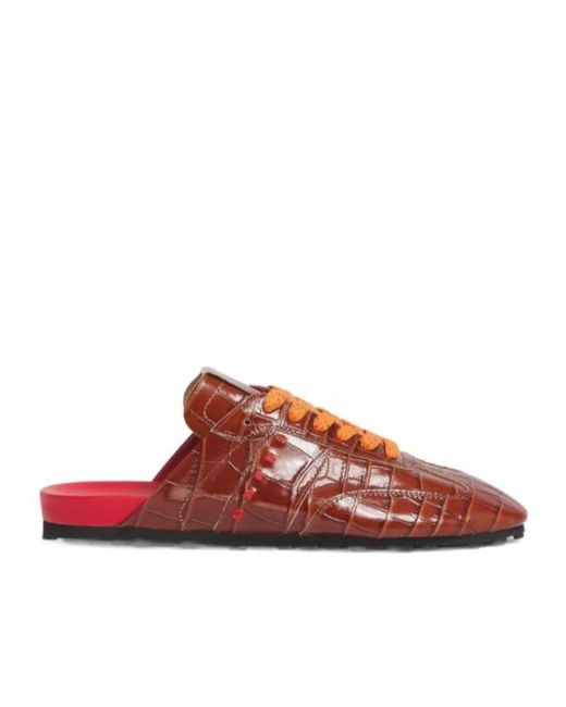 Marni Red Croc-Effect Leather Softy Soccer Slip-On Sneakers for men