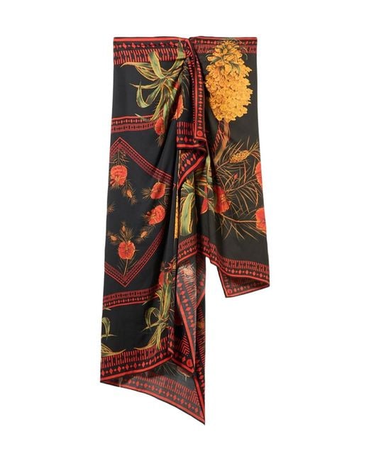 Blumarine Red Printed Half-Length Skirt