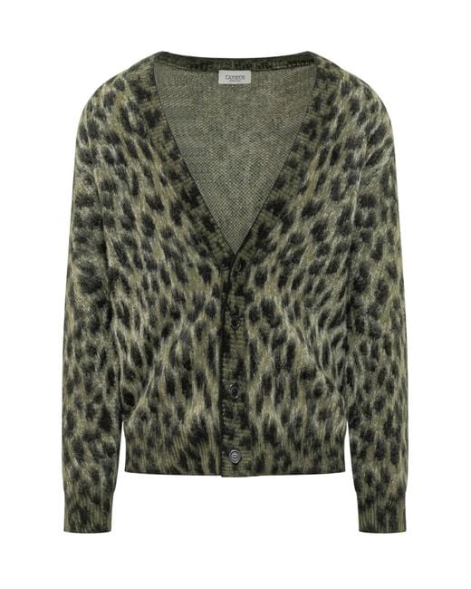 Laneus Green V-Neck Knit Top for men