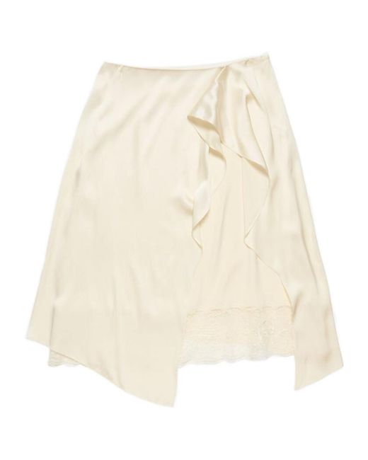 Acne Natural Asymmetric Lace Detailed Skirt