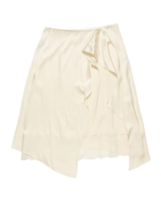 Acne Natural Asymmetric Lace Detailed Skirt
