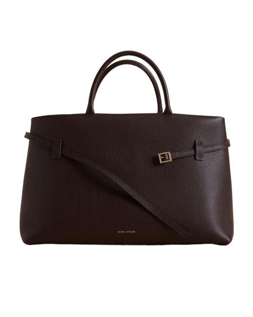MANU Atelier Brown Buckle Detailed Top Handle Bag