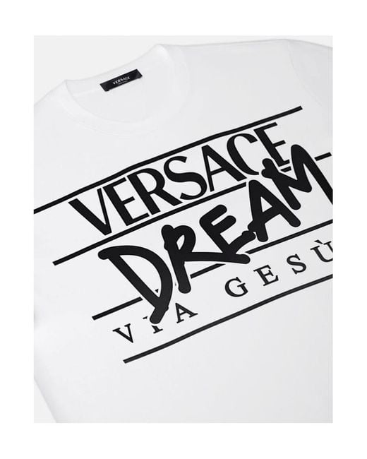 Versace White Logo-Print Short-Sleeved T-Shirt for men