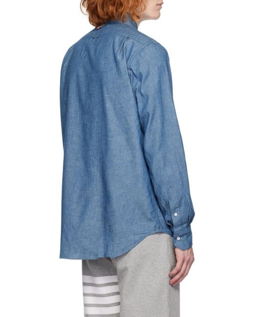 Thom Browne Blue Bar Long Sleeved Shirt for men