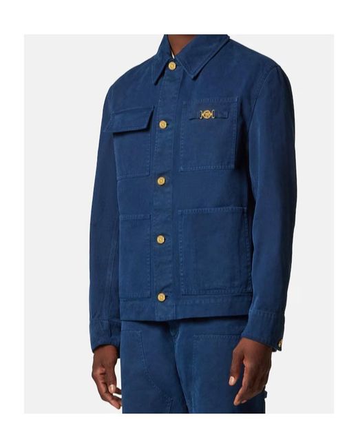 Versace Blue Overdyed Carpenter Denim Jacket for men