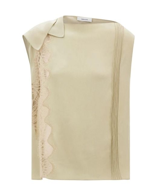 Ferragamo Natural Top With Lace Inserts
