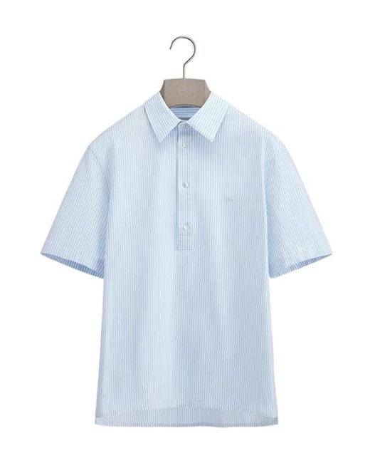 Dior Blue Striped Collared Short-Sleeve Shirt for men