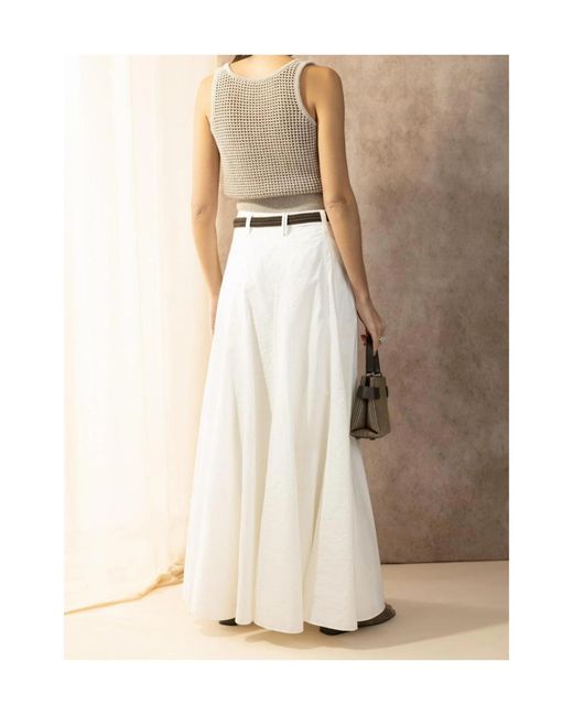 Brunello Cucinelli White Poplin Flared Skirt