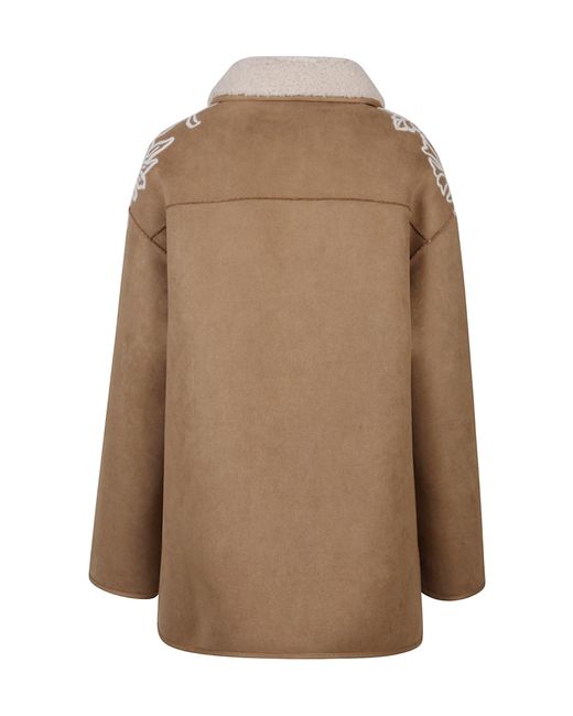ERMANNO FIRENZE Brown Floral-Embroidered Suede Jacket