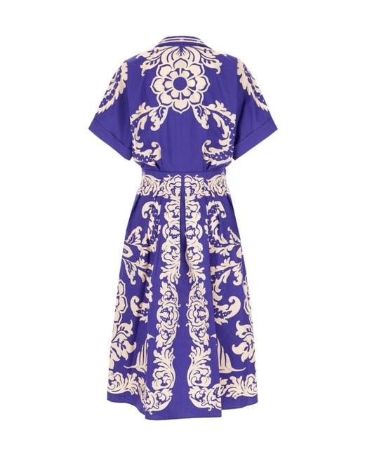 Etro Purple Floral-Print Pleated Midi Dress