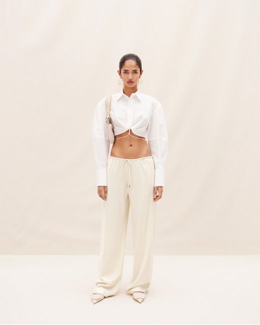 Jacquemus White Le Pantalon Mentalo Wide-Leg Trousers