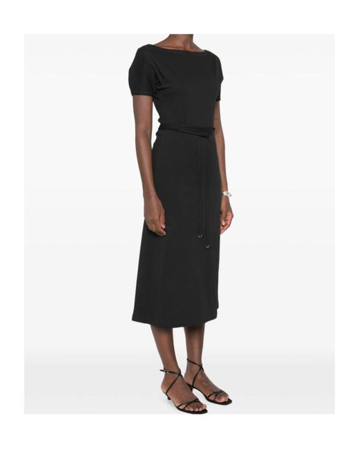 Lemaire Black Belted Short-Sleeve Dress