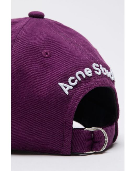 Acne Purple Twill Logo Baseball Cap