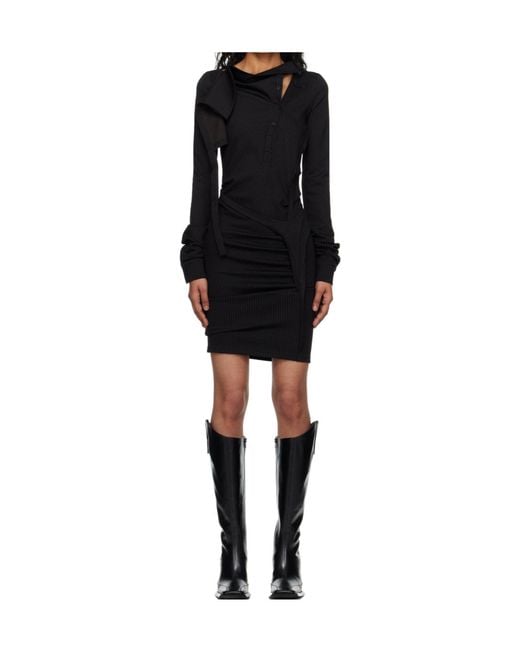 OTTOLINGER Black Ada Pinstripe Mini Dress