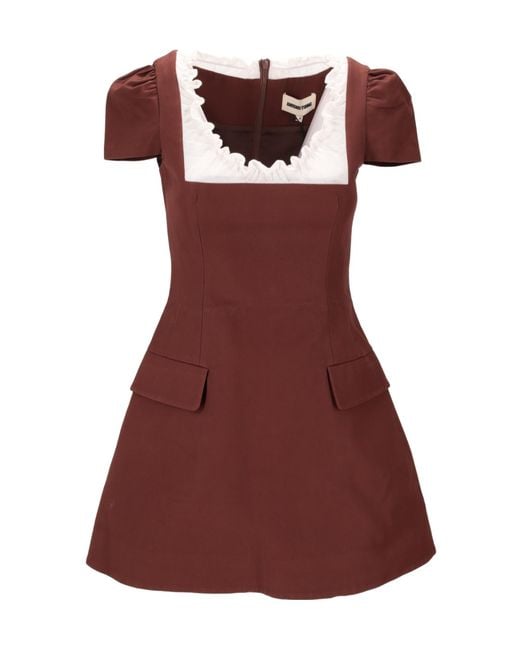 ShuShu/Tong Red Scalloped Short Sleeve Dress