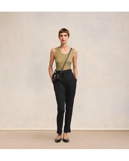 AMI Black High Waist Cigarette Trousers