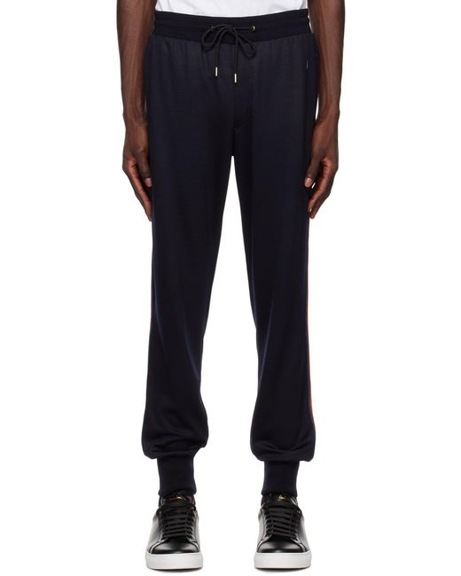 Paul Smith Blue Stripe Detailed Drawstring Jogging Pants for men