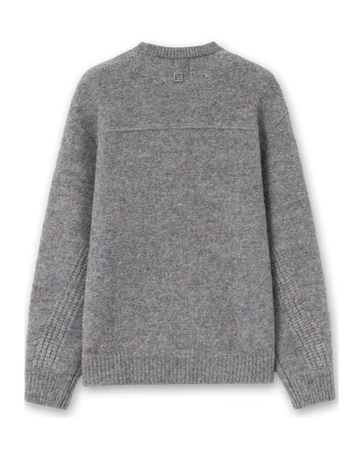Wooyoungmi Gray Mélange-Effect Knitted Sweater for men