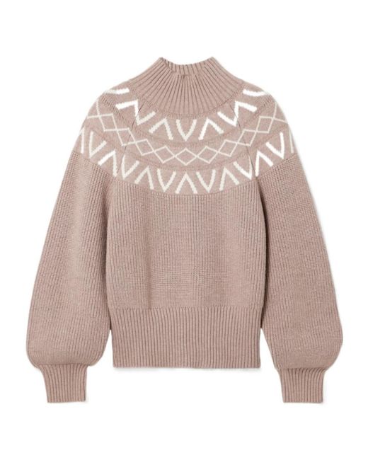 Varley Pink Marcie Fair Isle Knitted Sweater