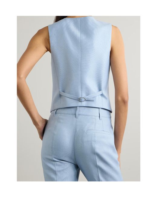 Gabriela Hearst Blue Coleridge Wool, Silk And Linen-Blend Vest