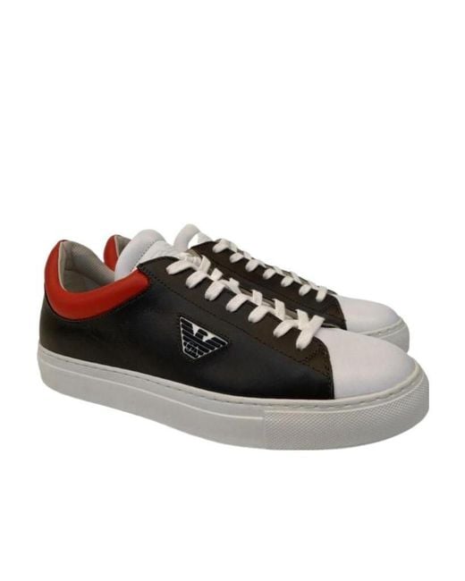 Emporio Armani Black Strap-Up Casual Sneakers for men