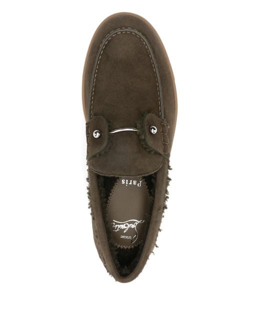 Christian Louboutin Brown Shearling-Trim Loafers