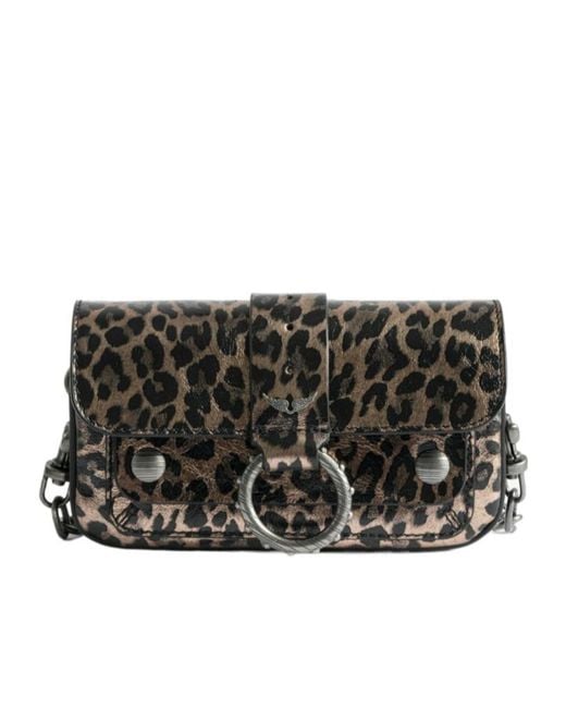 Zadig & Voltaire Black Metallic Leopard Printed Kate Wallet
