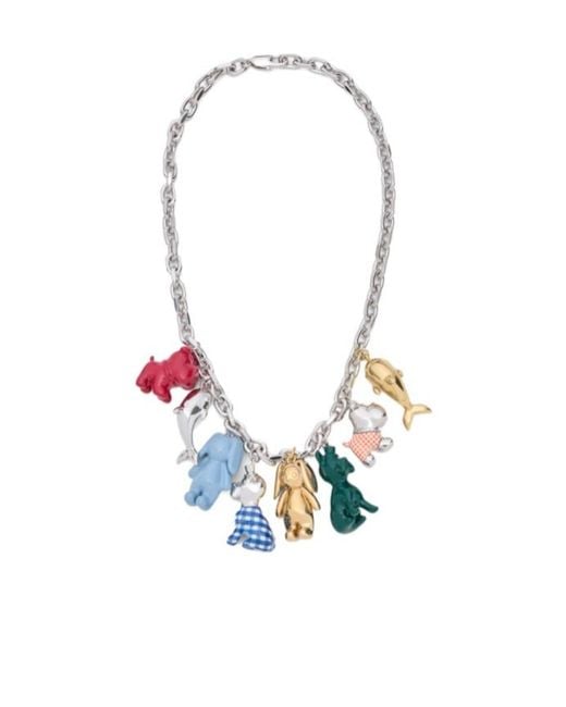 Loewe White Animals Charm Necklace
